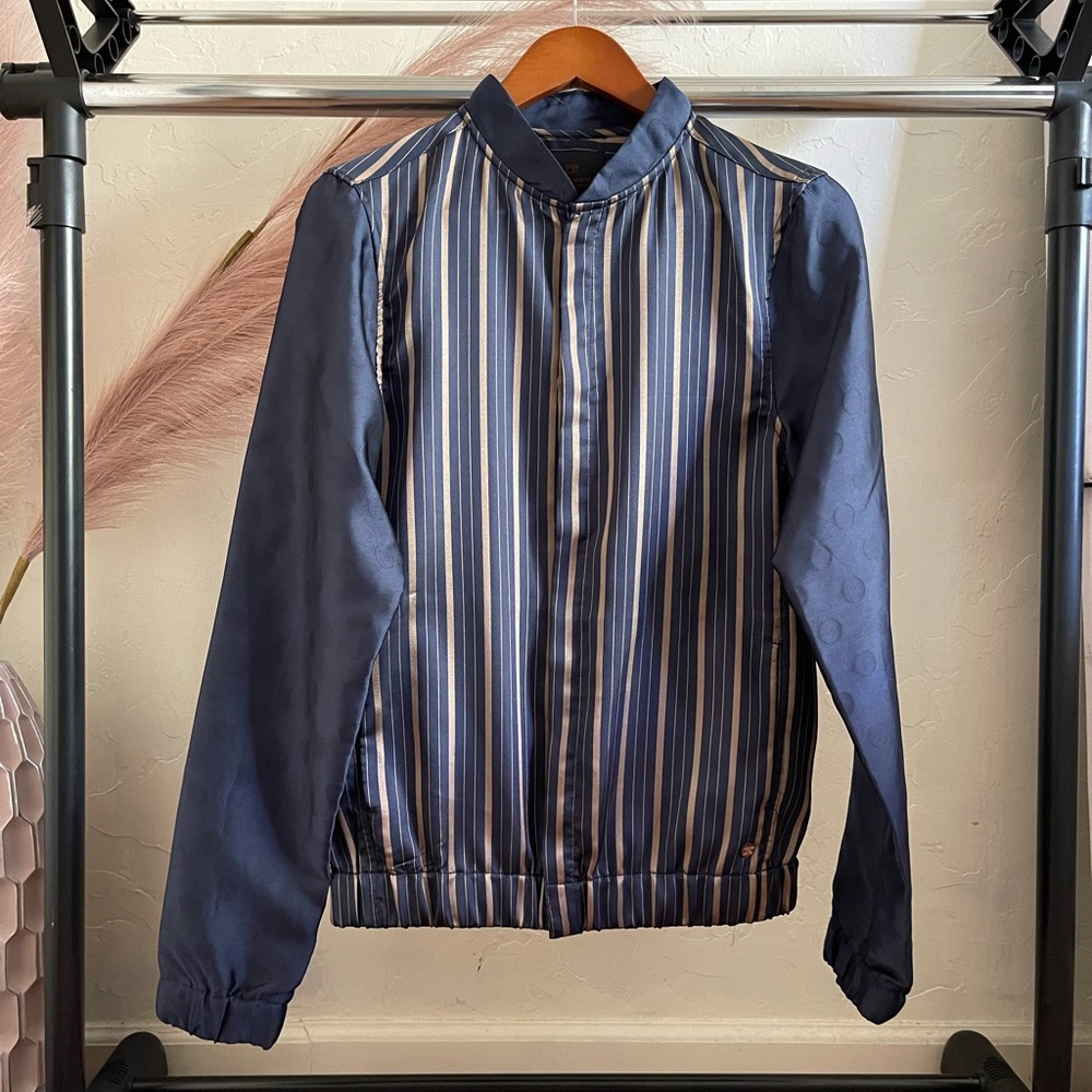 Scotch and Soda Navy Striped Bomber Jacket